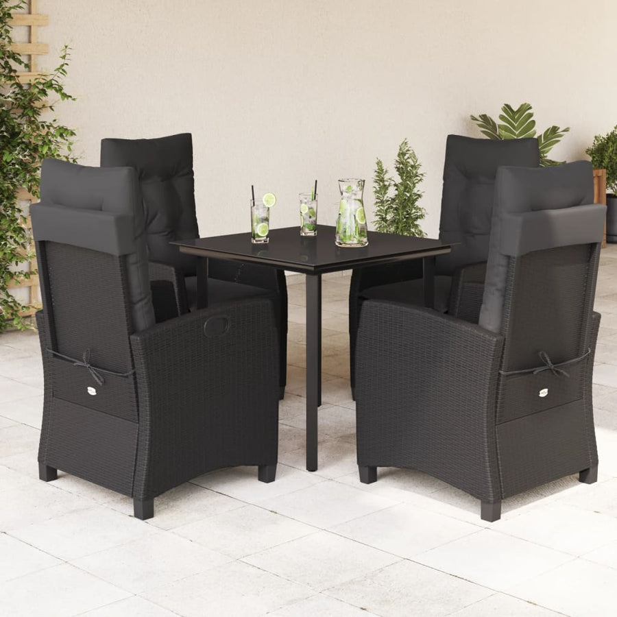 5-Delige Tuinset Met Kussens Poly Rattan Zwart