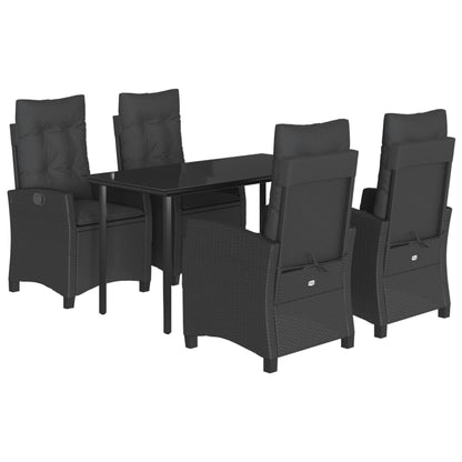 5-Delige Tuinset Met Kussens Poly Rattan Zwart