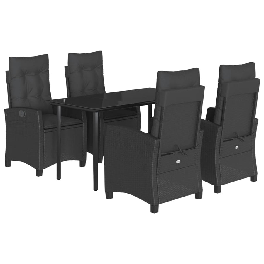 5-Delige Tuinset Met Kussens Poly Rattan Zwart