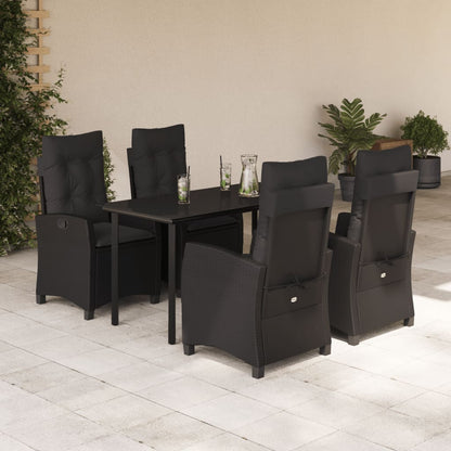 5-Delige Tuinset Met Kussens Poly Rattan Zwart