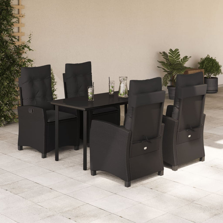 5-Delige Tuinset Met Kussens Poly Rattan Zwart
