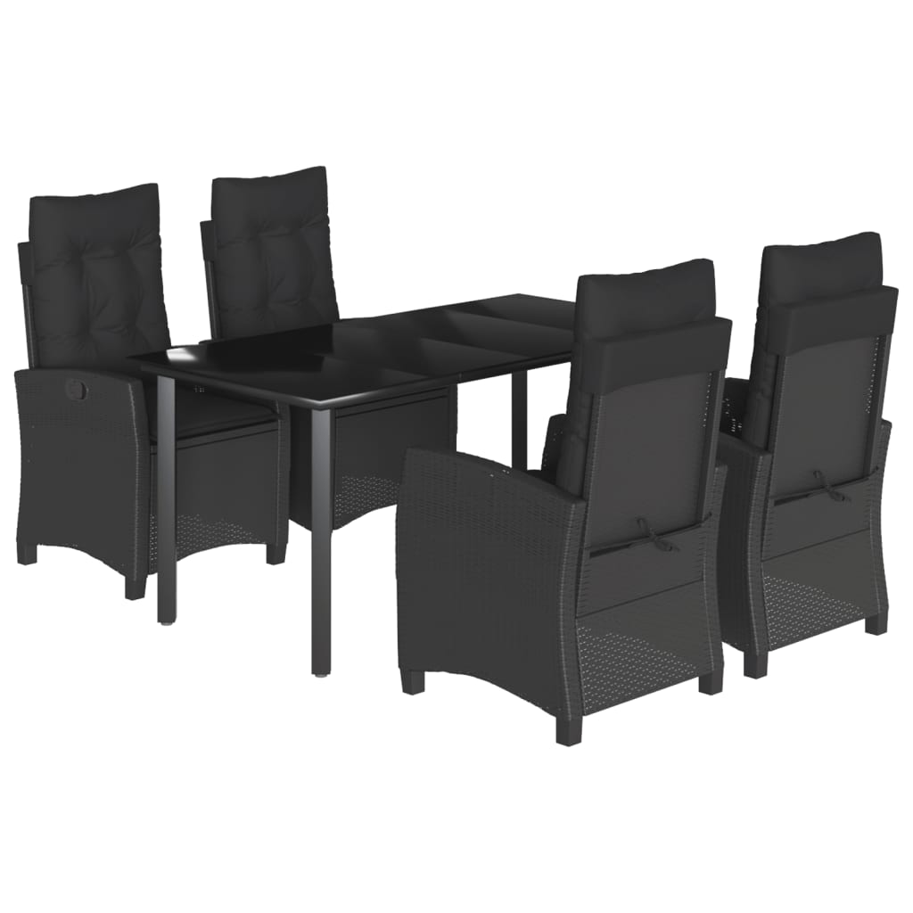 5-Delige Tuinset Met Kussens Poly Rattan Zwart