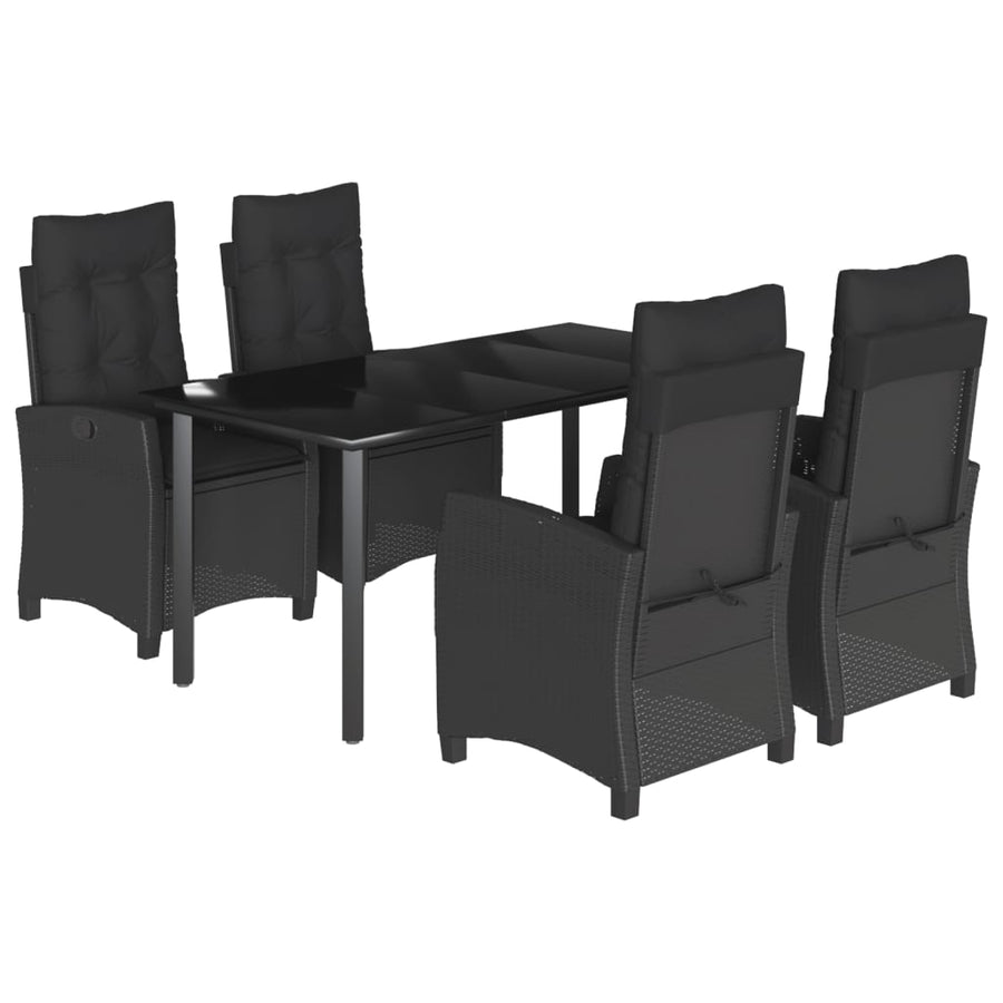 5-Delige Tuinset Met Kussens Poly Rattan Zwart