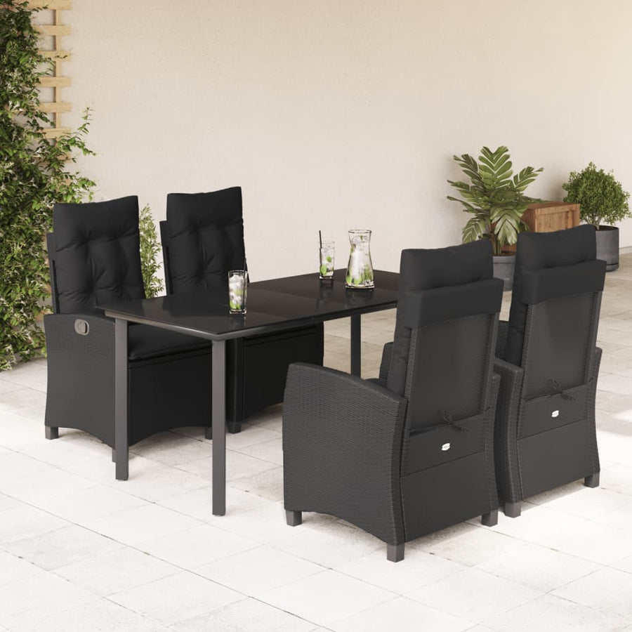 5-Delige Tuinset Met Kussens Poly Rattan Zwart