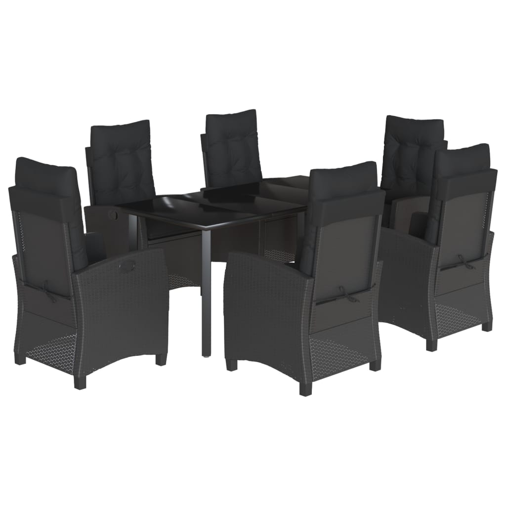 7-Delige Tuinset Met Kussens Poly Rattan Zwart