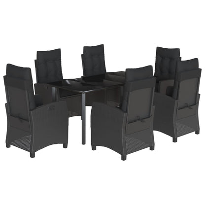 7-Delige Tuinset Met Kussens Poly Rattan Zwart