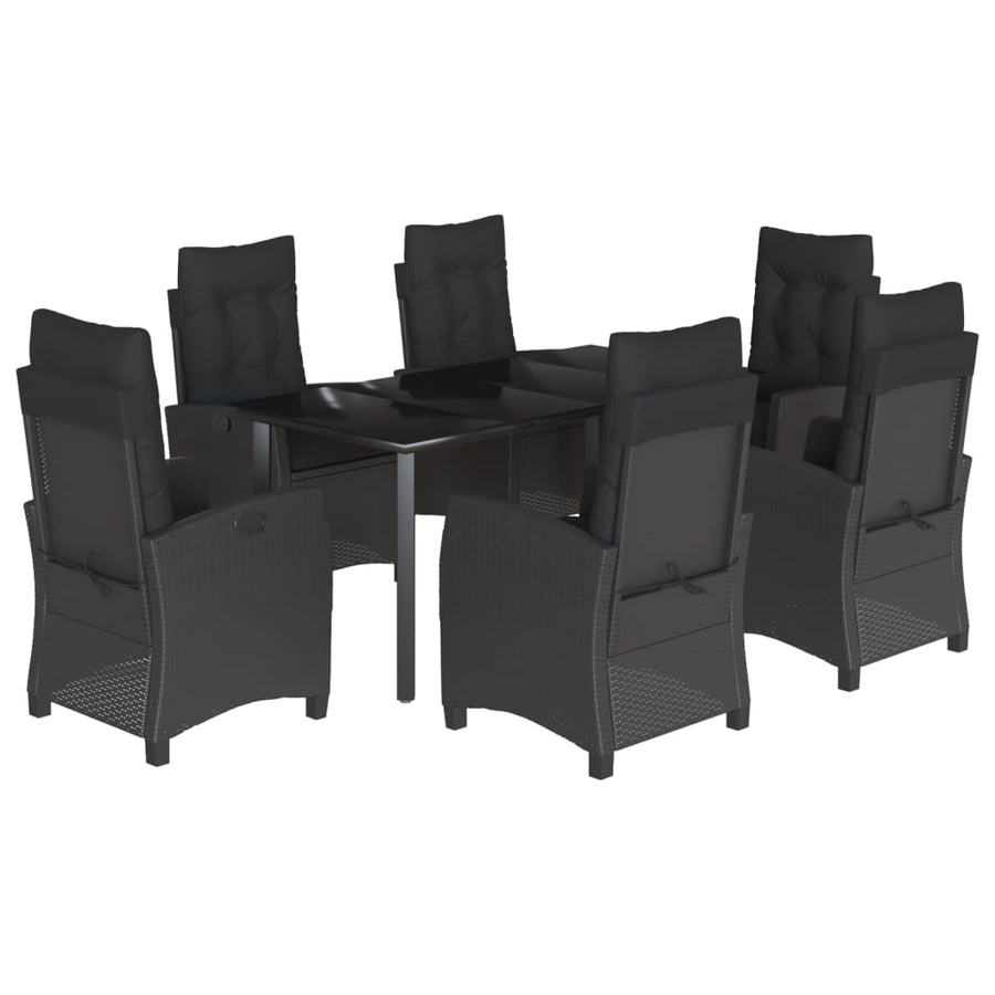 7-Delige Tuinset Met Kussens Poly Rattan Zwart