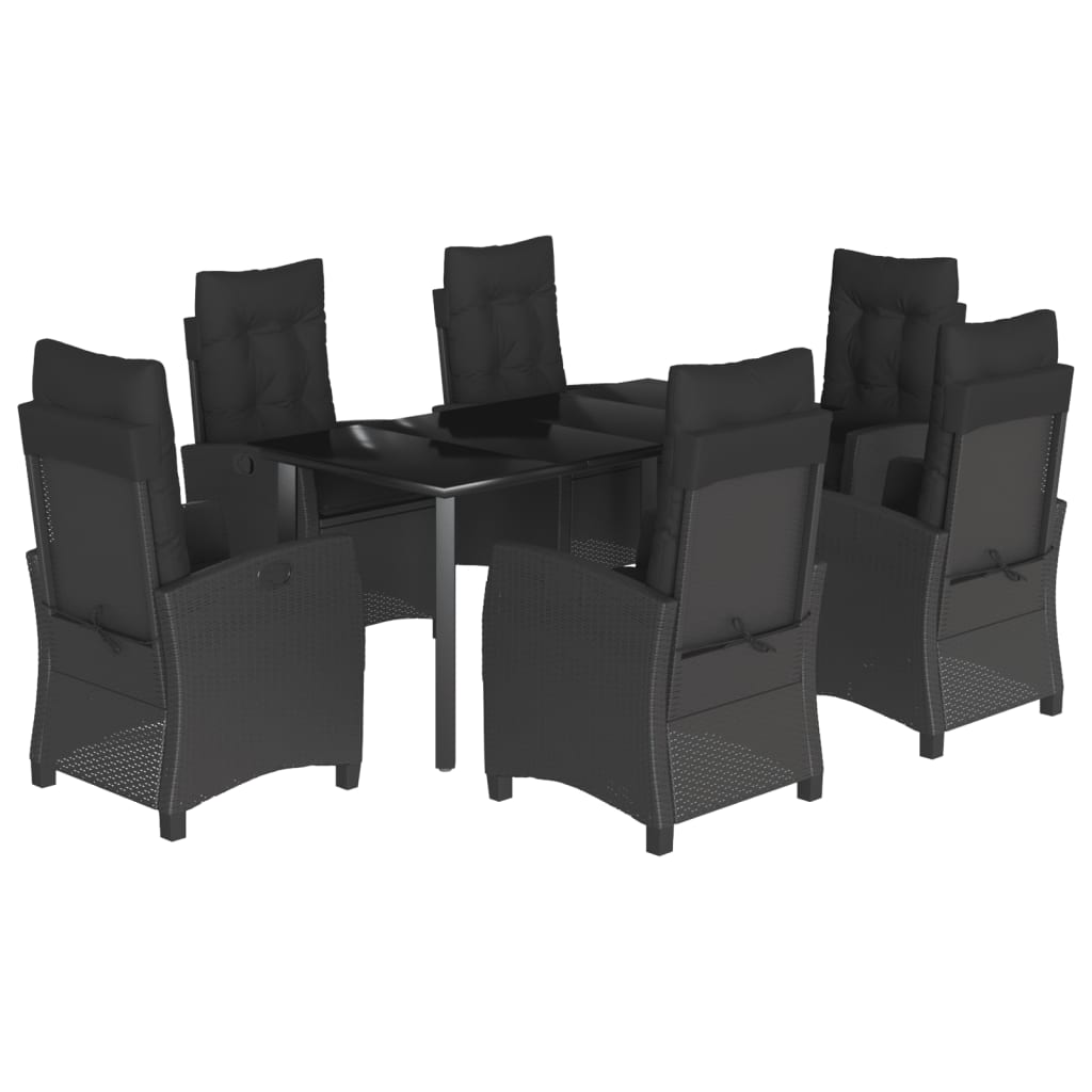 7-Delige Tuinset Met Kussens Poly Rattan Zwart