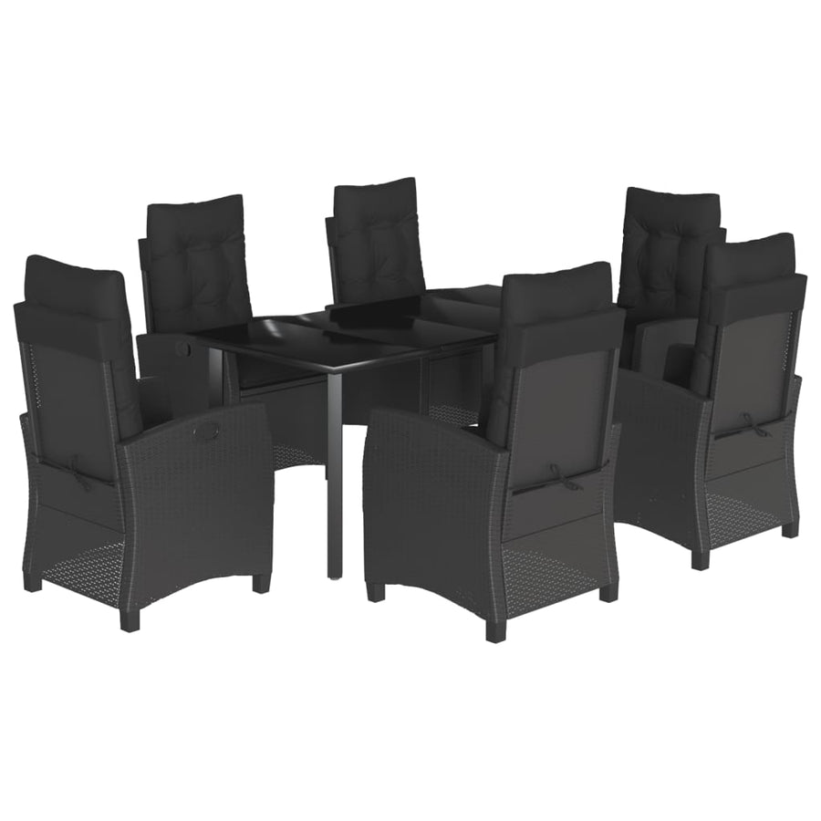 7-Delige Tuinset Met Kussens Poly Rattan Zwart