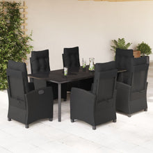 7-Delige Tuinset Met Kussens Poly Rattan Zwart 6 200 cm tafellengte