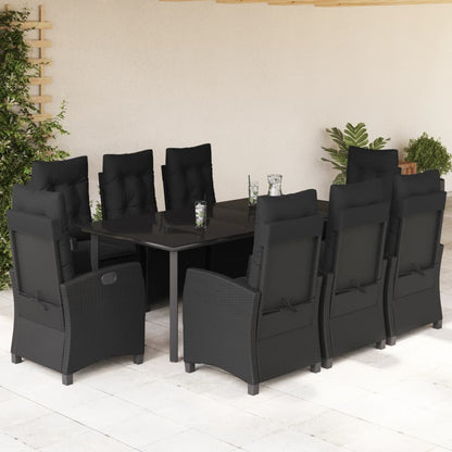 9-Delige Tuinset Poly Rattan Zwart 8 200 cm tafellengte