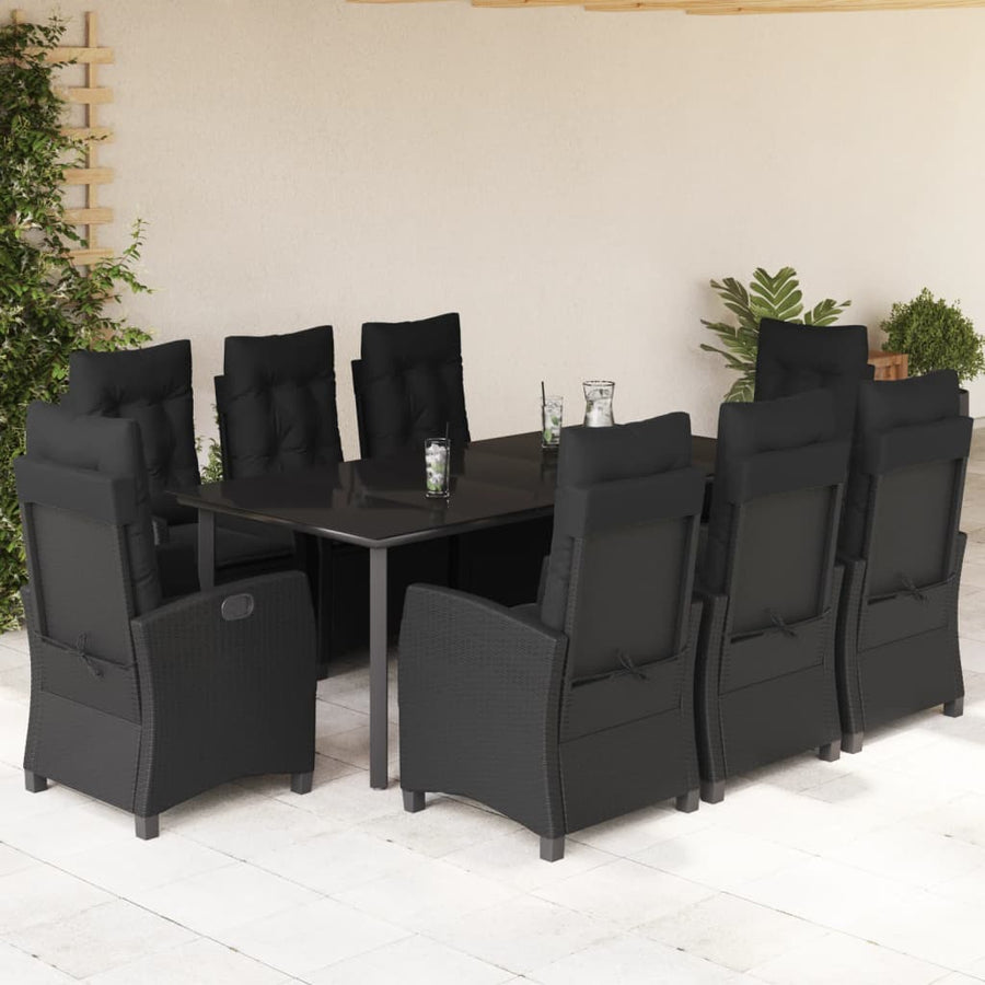 9-Delige Tuinset Poly Rattan Zwart 8 200 cm tafellengte