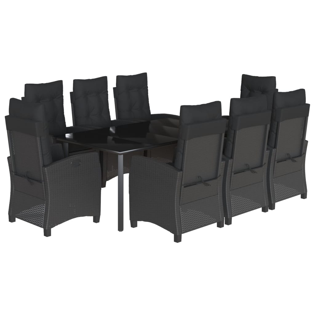 9-Delige Tuinset Poly Rattan Zwart 8 200 cm tafellengte