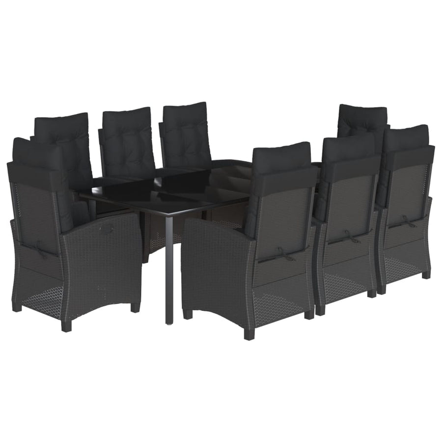9-Delige Tuinset Poly Rattan Zwart 8 200 cm tafellengte