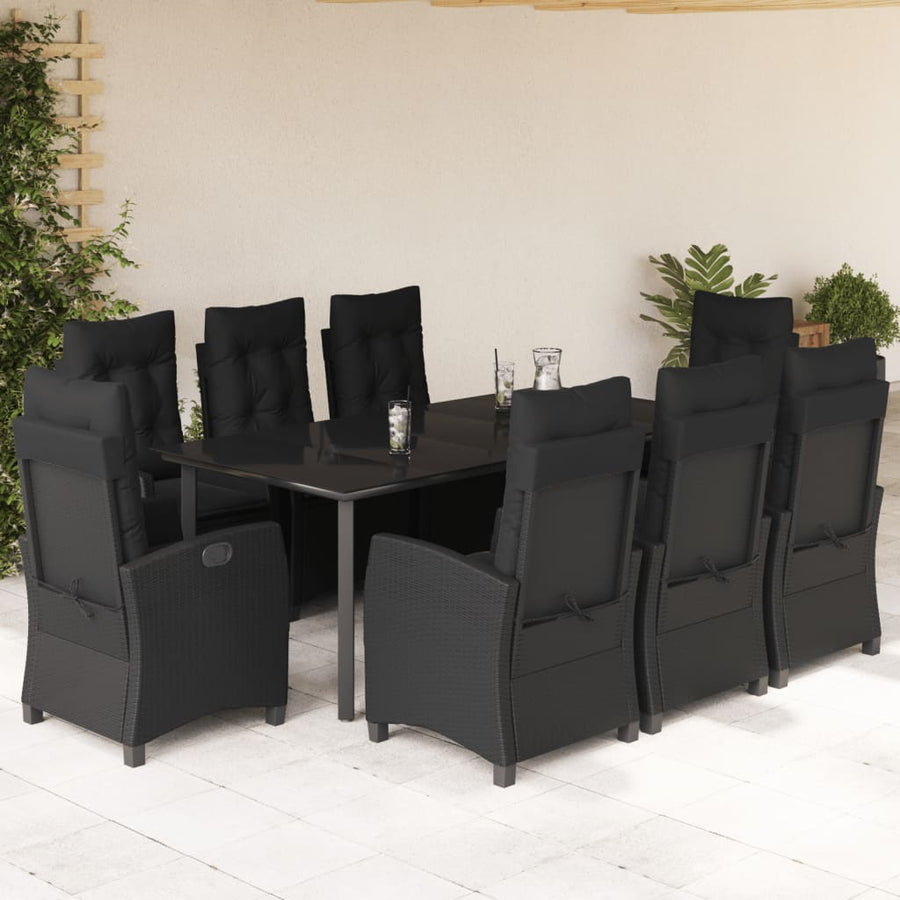 9-Delige Tuinset Poly Rattan Zwart 8 200 cm tafellengte