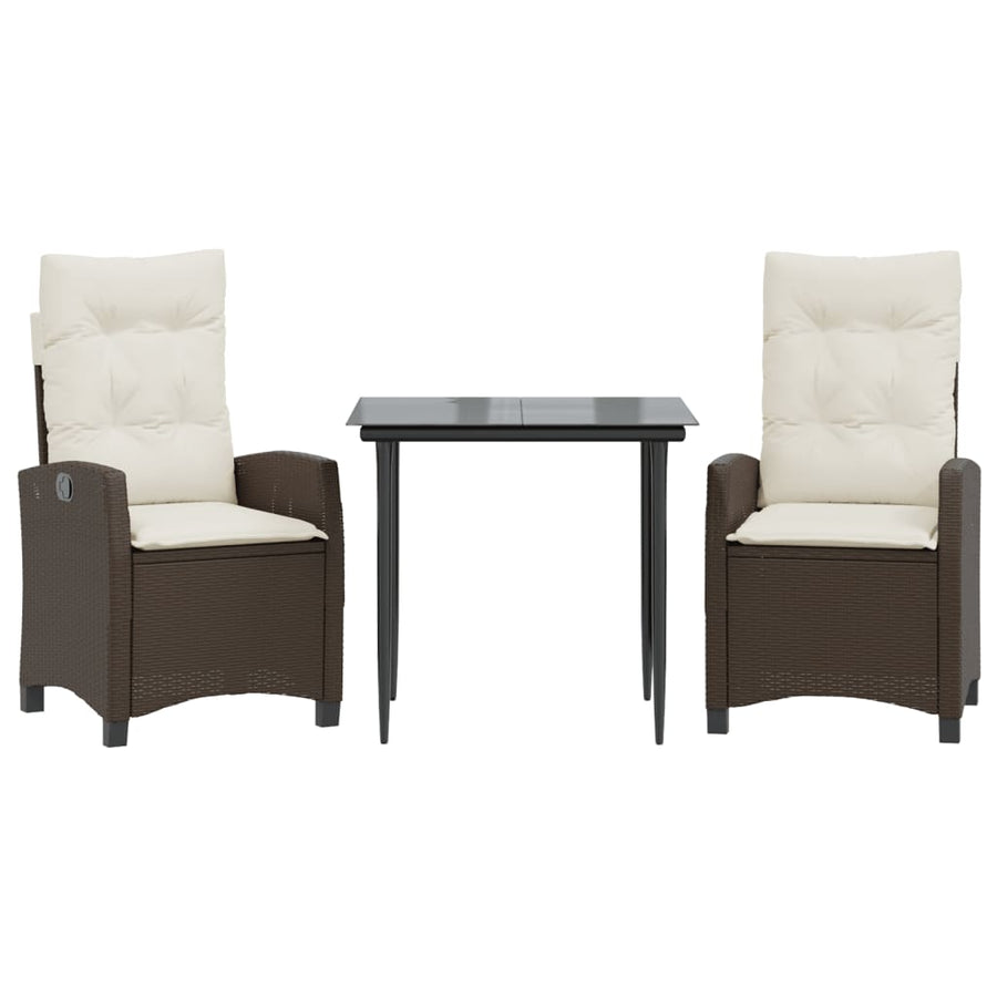 3-Delige Tuinset Met Kussens Poly Rattan Bruin