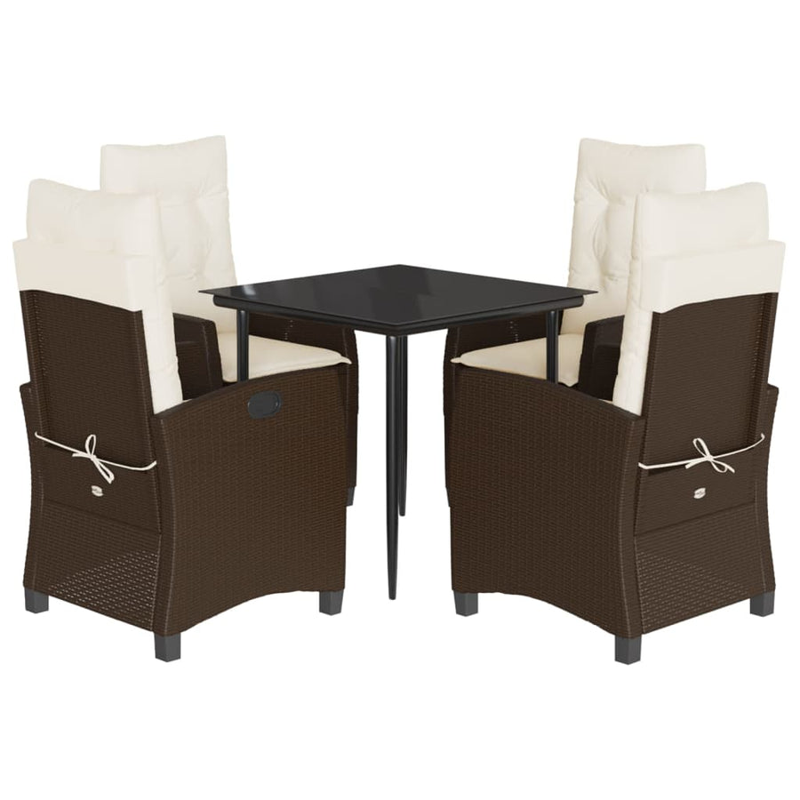 5-Delige Tuinset Met Kussens Poly Rattan Bruin