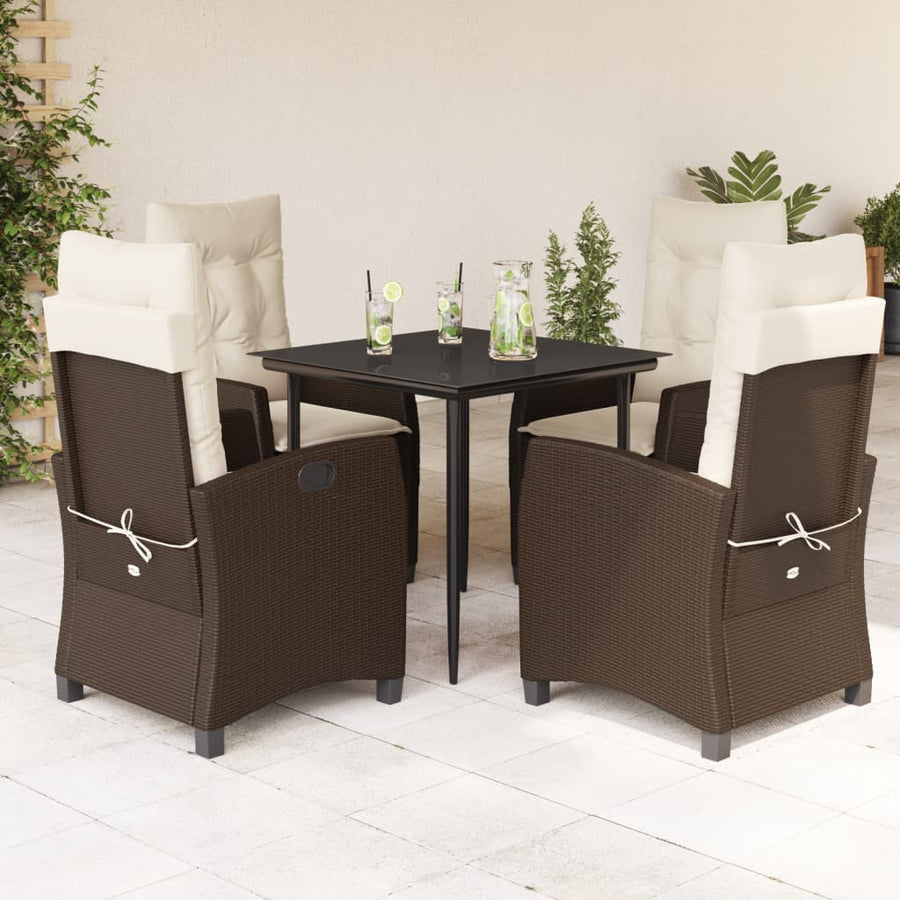 5-Delige Tuinset Met Kussens Poly Rattan Bruin