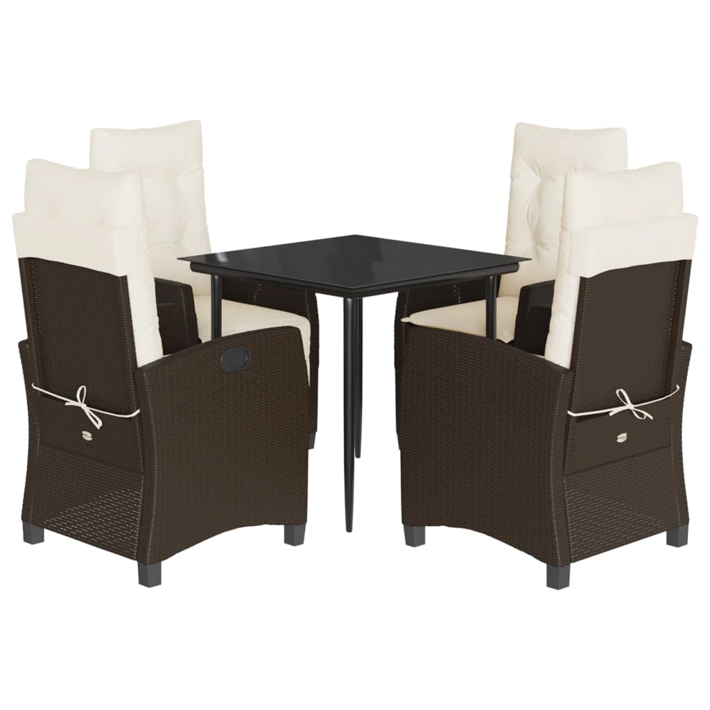 5-Delige Tuinset Met Kussens Poly Rattan Bruin