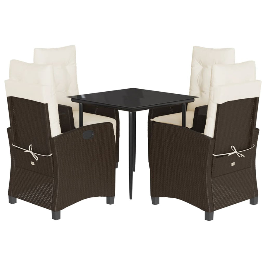 5-Delige Tuinset Met Kussens Poly Rattan Bruin