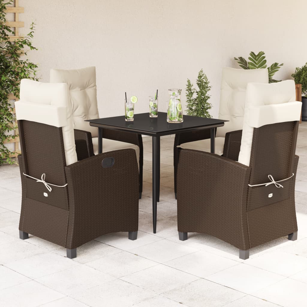 5-Delige Tuinset Met Kussens Poly Rattan Bruin