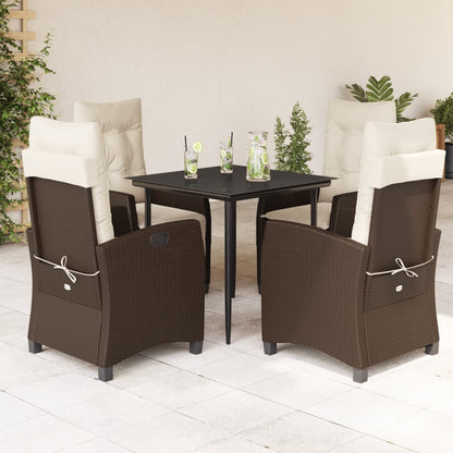5-Delige Tuinset Met Kussens Poly Rattan Bruin