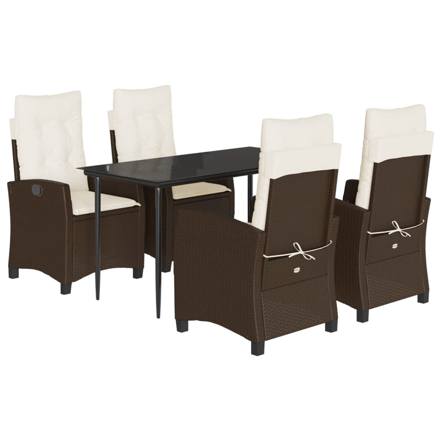 5-Delige Tuinset Met Kussens Poly Rattan Bruin