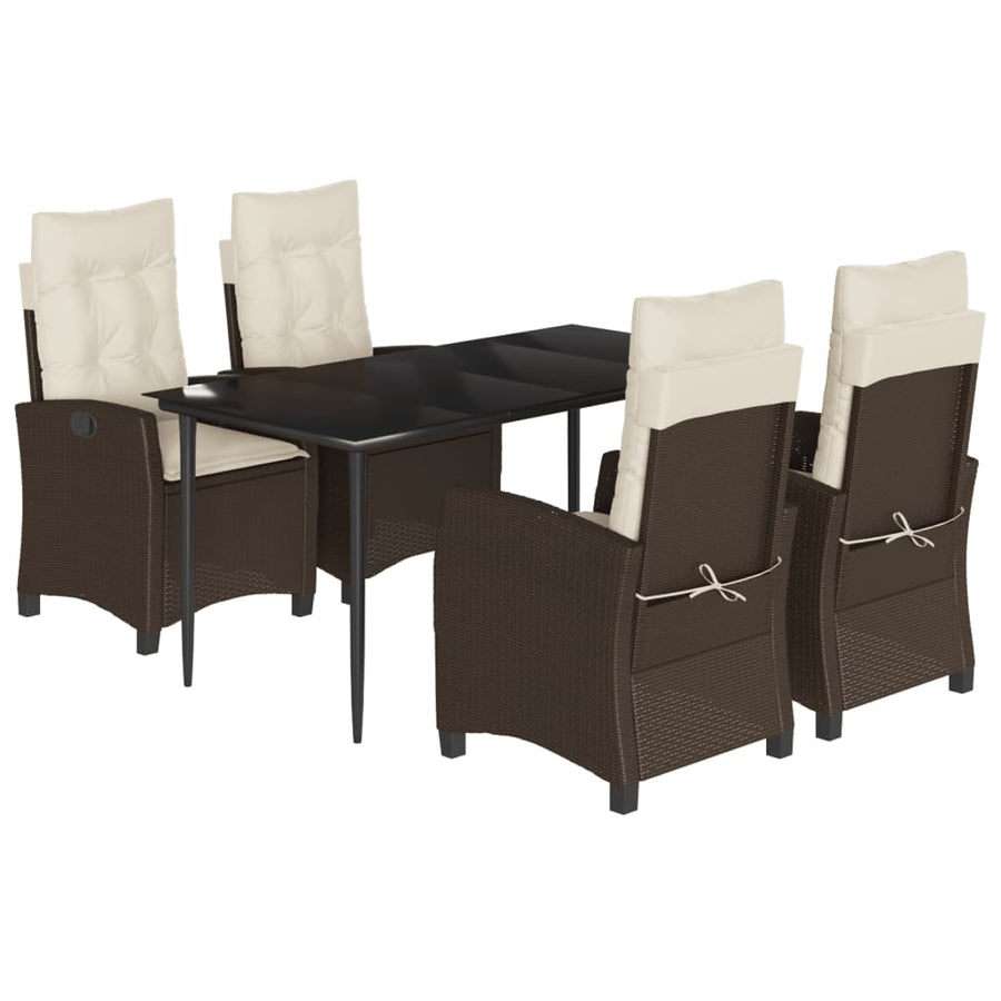 5-Delige Tuinset Met Kussens Poly Rattan Bruin
