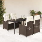 5-piece Garden Set with Cushions Poly Rattan Brown