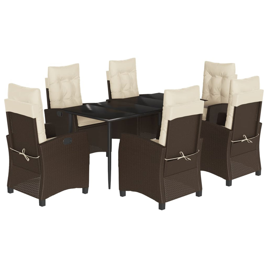7-Delige Tuinset Met Kussens Poly Rattan Bruin