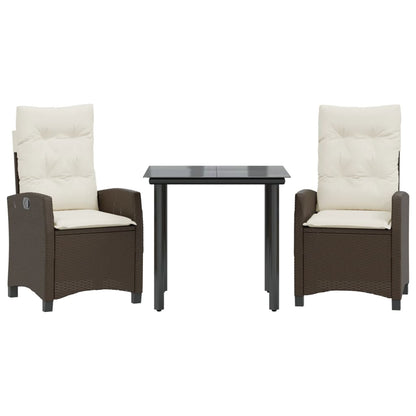 3-Delige Tuinset Met Kussens Poly Rattan Bruin