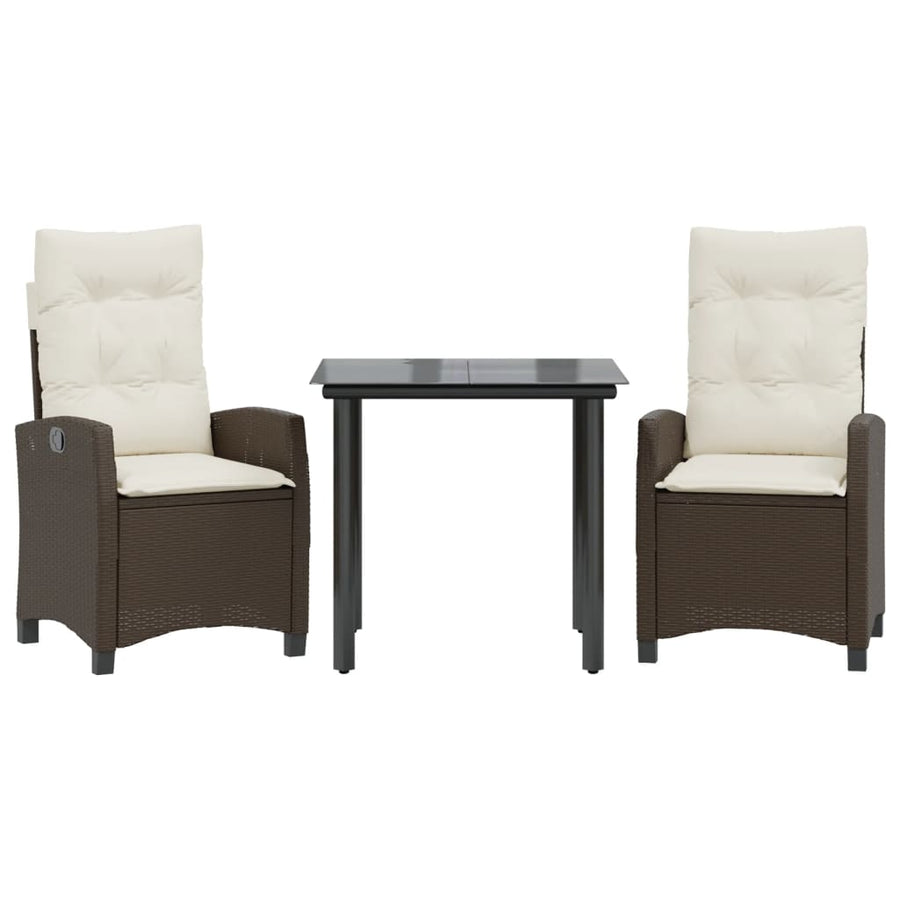 3-Delige Tuinset Met Kussens Poly Rattan Bruin