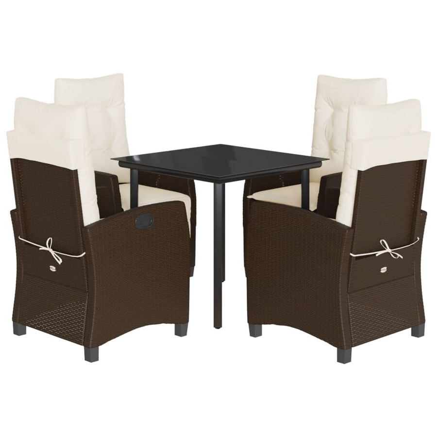 5-Delige Tuinset Met Kussens Poly Rattan Bruin