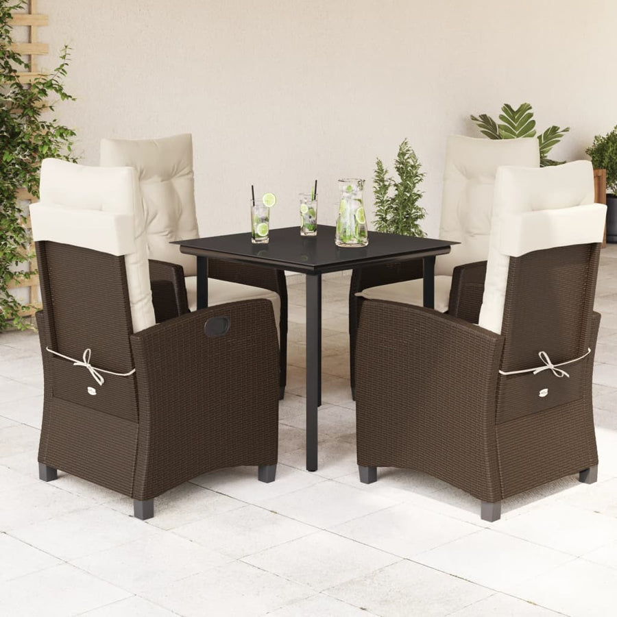 5-Delige Tuinset Met Kussens Poly Rattan Bruin