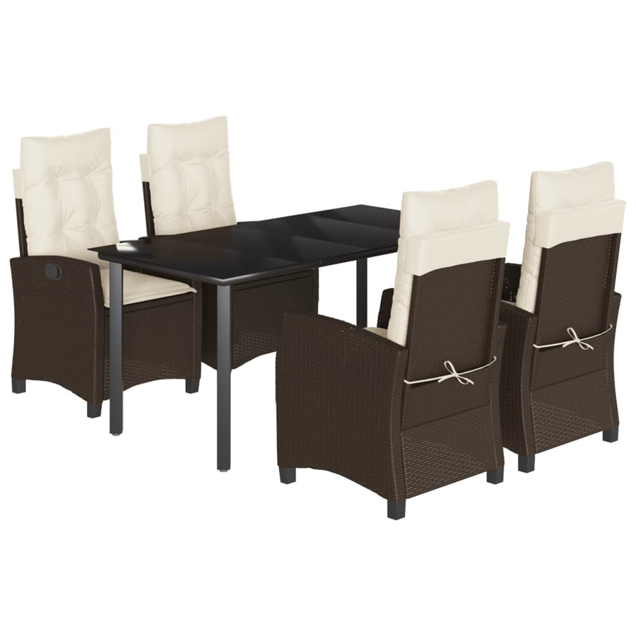 5-Delige Tuinset Met Kussens Poly Rattan Bruin
