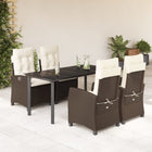 5-piece Garden Set with Cushions Poly Rattan Brown
