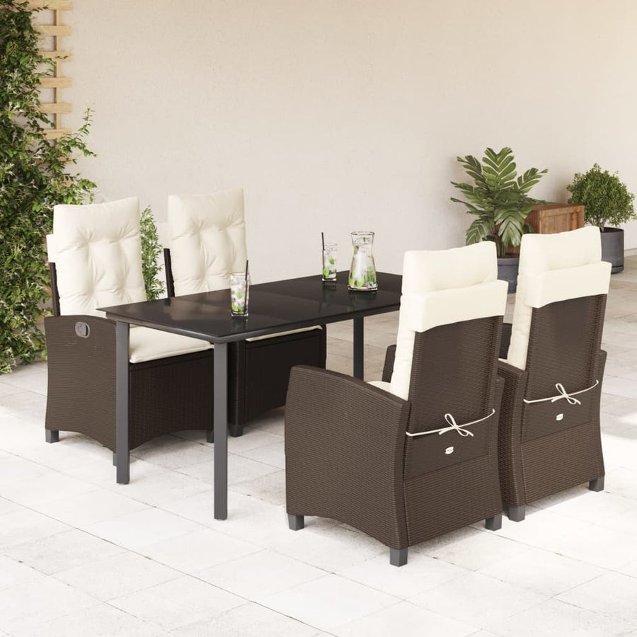 5-Delige Tuinset Met Kussens Poly Rattan Bruin