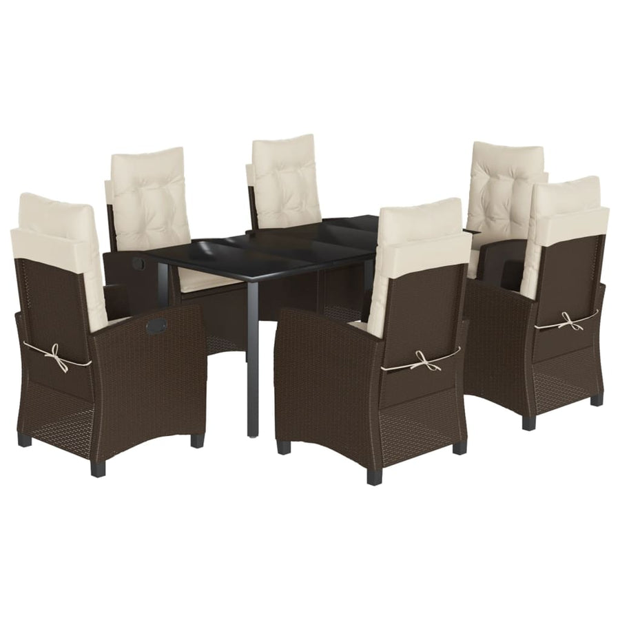 7-Delige Tuinset Met Kussens Poly Rattan Bruin