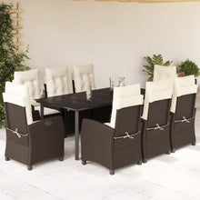 9-Delige Tuinset Met Kussens Poly Rattan Bruin 8 200 cm tafellengte