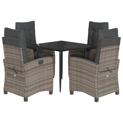 5-Delige Tuinset Met Kussens Poly Rattan Grijs