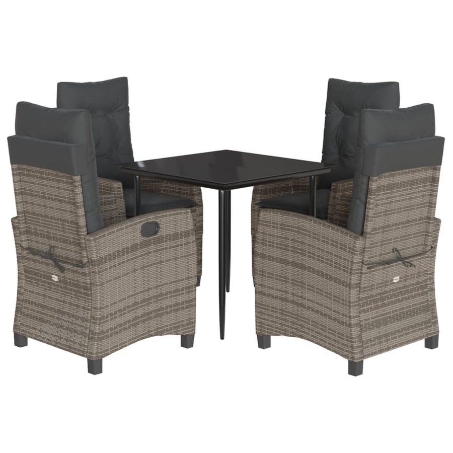 5-Delige Tuinset Met Kussens Poly Rattan Grijs
