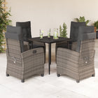 5-piece Patio Set with Cushions Poly Rattan Grey