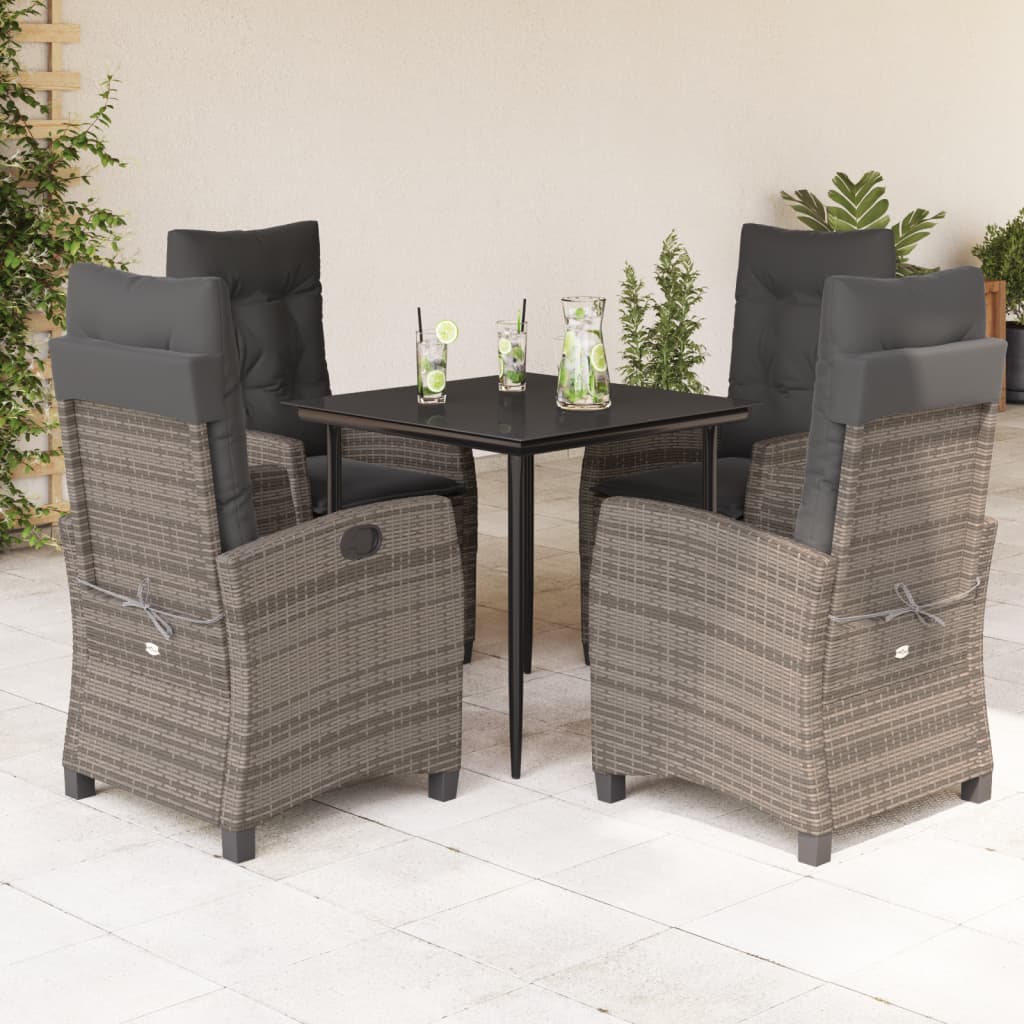5-Delige Tuinset Met Kussens Poly Rattan Grijs