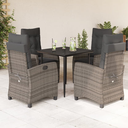 5-Delige Tuinset Met Kussens Poly Rattan Grijs
