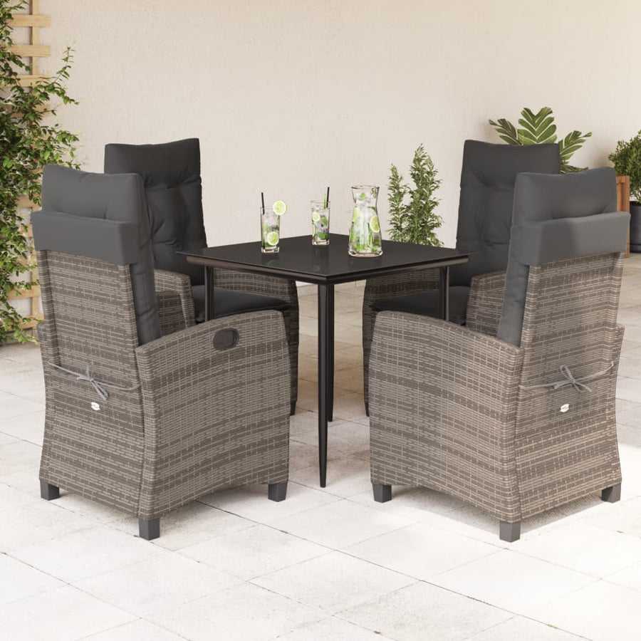 5-Delige Tuinset Met Kussens Poly Rattan Grijs