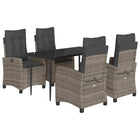 5-piece Patio Set with Cushions Poly Rattan Grey