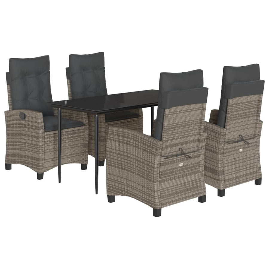 5-Delige Tuinset Met Kussens Poly Rattan Grijs