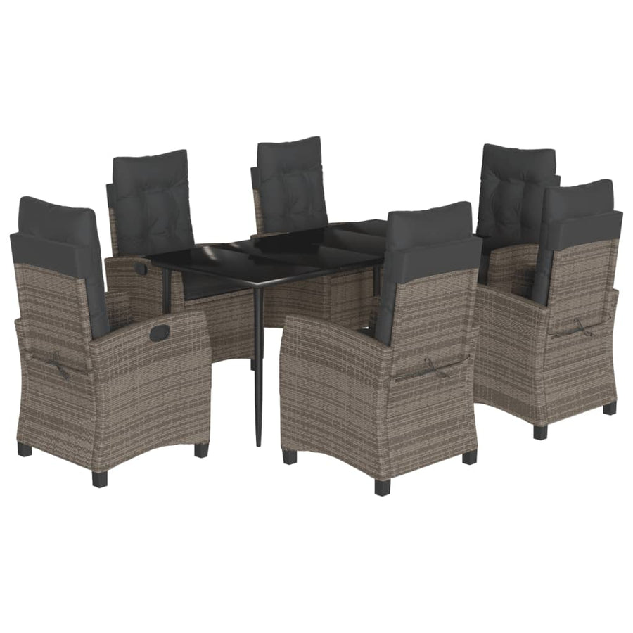 7-Delige Tuinset Met Kussens Poly Rattan Grijs