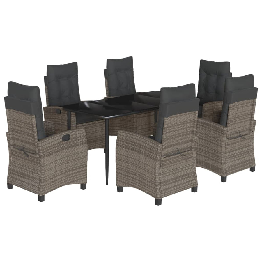 7-Delige Tuinset Met Kussens Poly Rattan Grijs