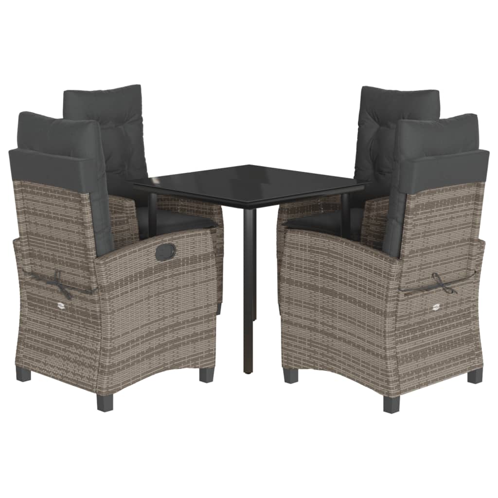 5-Delige Tuinset Met Kussens Poly Rattan Grijs